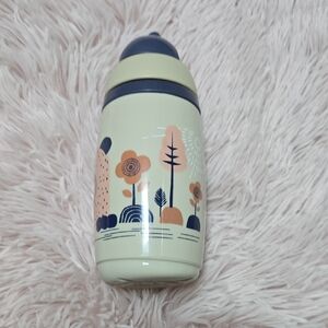 Tommy Tippee Beige Floral Design Baby Bottle with Navy Top 7"
